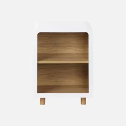 Mesita de noche efecto madera con 2 huecos, set de 2
