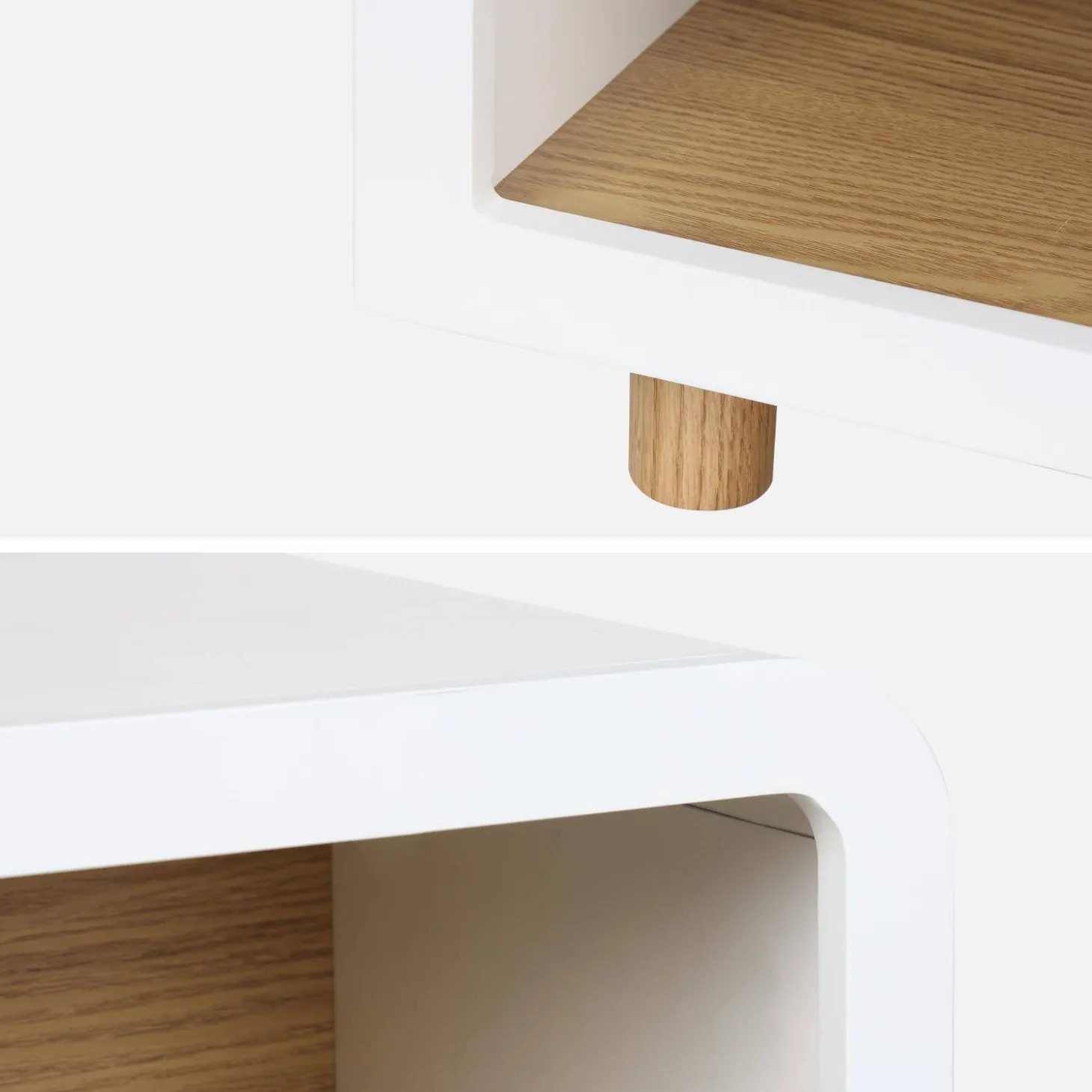 Mesita de noche efecto madera, 2 nichos