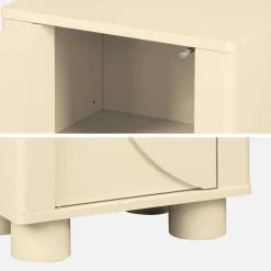 Mesita de noche efecto madera de mango con 1 puerta reversible, set de 2