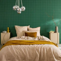 Mesita de noche efecto madera de mango con 1 puerta reversible, set de 2