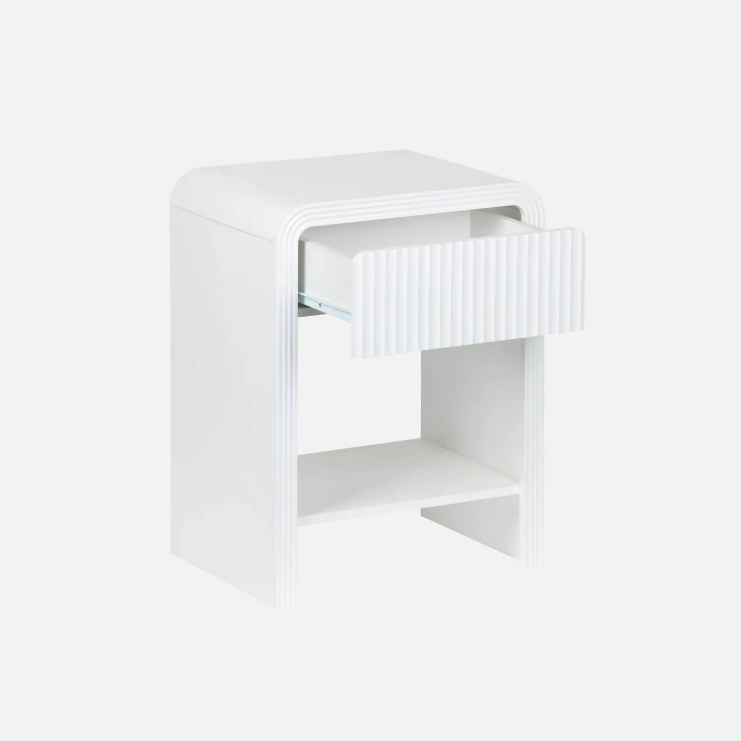 Mesita de noche efecto madera acanalada, set de 2