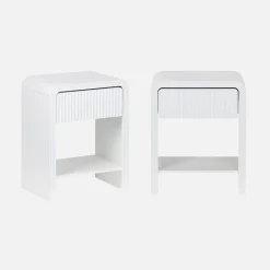 Mesita de noche efecto madera acanalada, set de 2