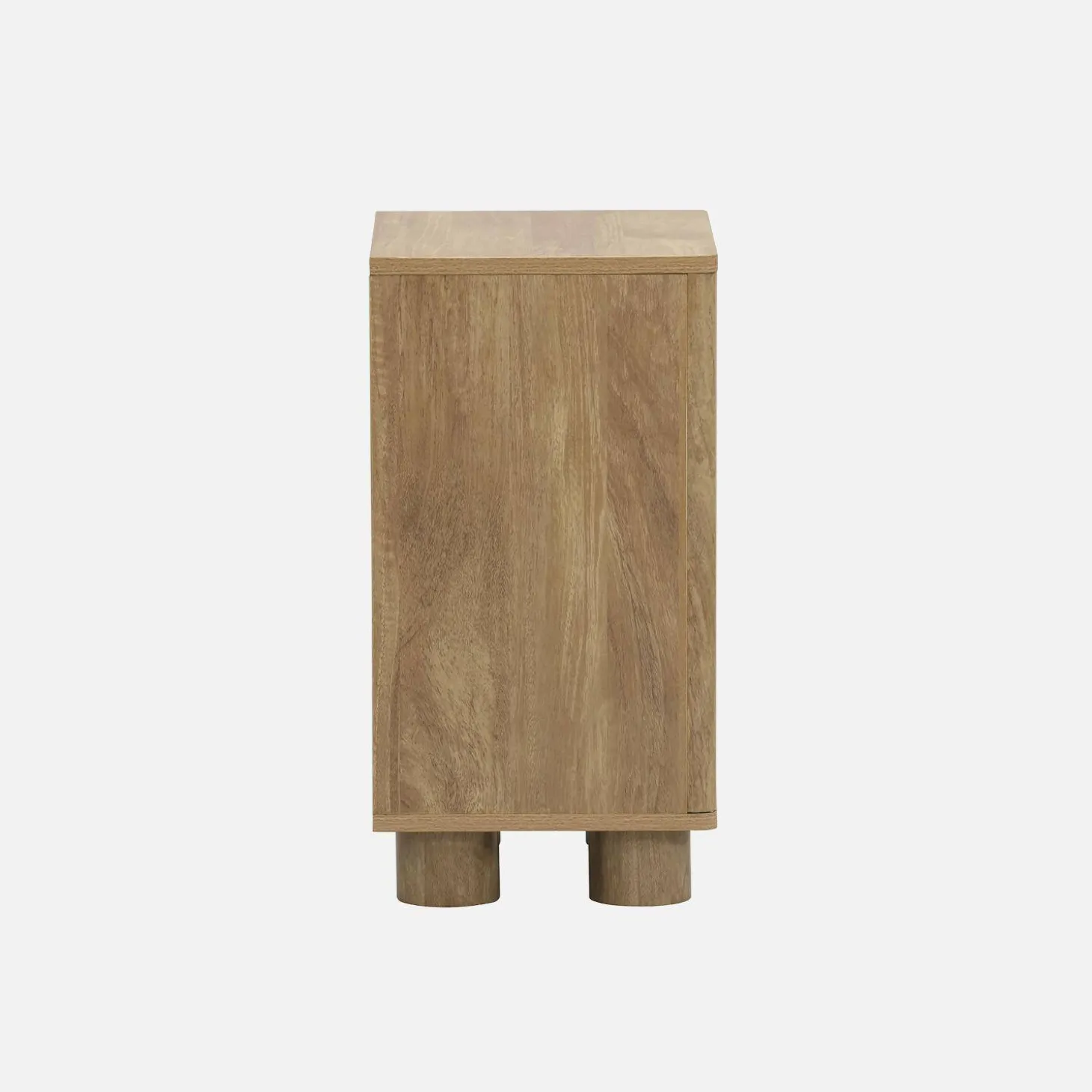 Mesita de noche efecto madera de mango con 1 puerta reversible, set de 2