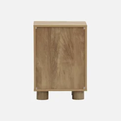 Mesita de noche efecto madera de mango con 1 puerta reversible, set de 2