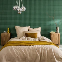 Mesita de noche efecto madera de mango con 1 puerta reversible, set de 2