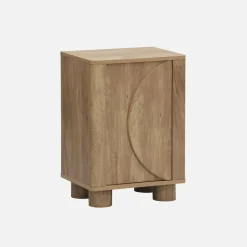 Mesita de noche efecto madera de mango con 1 puerta reversible