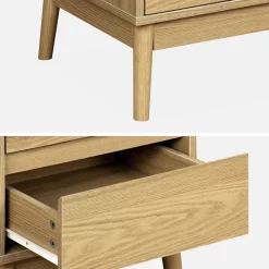 Mesita de noche efecto madera con 2 cajones, set de 2