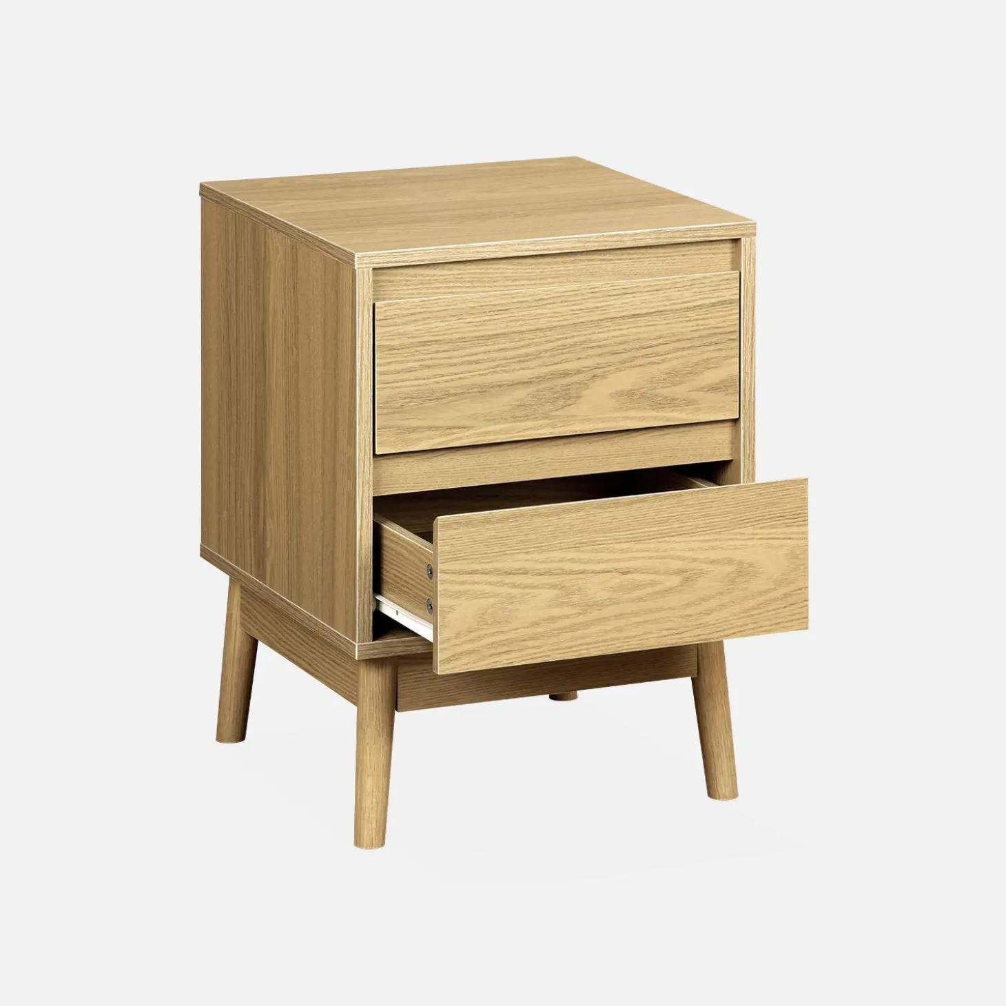 Mesita de noche efecto madera con 2 cajones