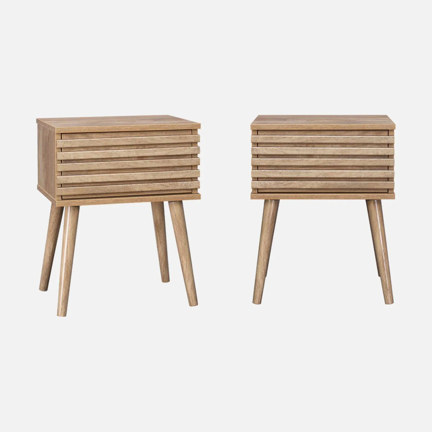 Mesita de noche estilo escandinavo efecto madera, set de 2