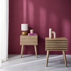 Mesita de noche estilo escandinavo efecto madera, set de 2