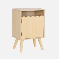 Mesita de noche infantil con patas de madera de pino, 1 puerta