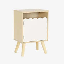 Mesita de noche infantil con patas de madera de pino, 1 puerta