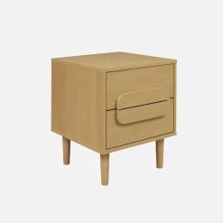 Mesita de noche vintage efecto madera con 2 cajones, set de 2