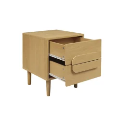 Mesita de noche vintage efecto madera con 2 cajones, set de 2