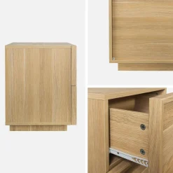 Mesita efecto madera 2 cajones, set de 2