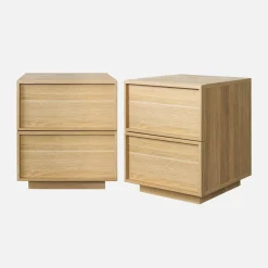 Mesita efecto madera 2 cajones, set de 2