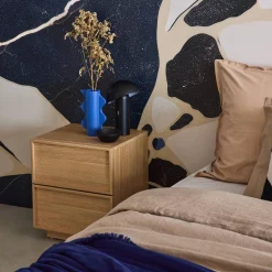 Mesita efecto madera 2 cajones, set de 2
