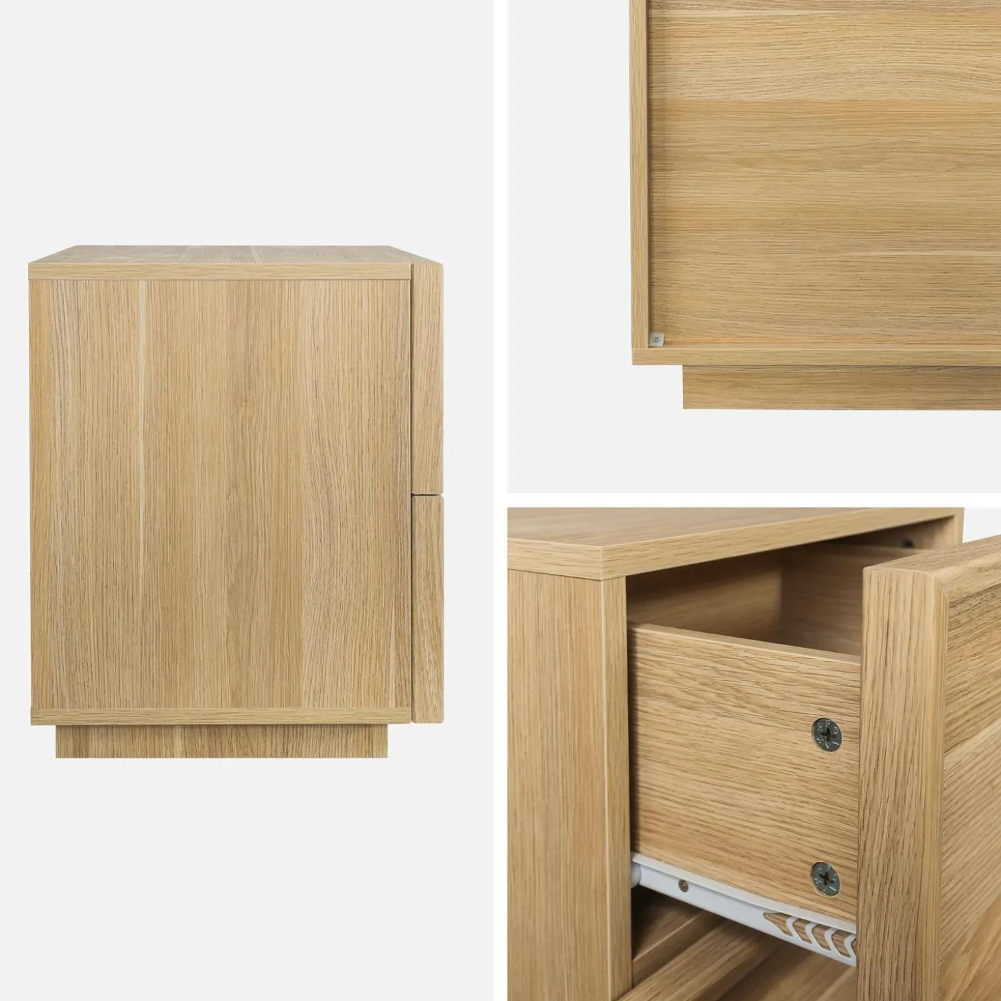 Mesita efecto madera, 2 cajones