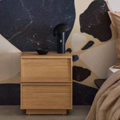 Mesita efecto madera, 2 cajones