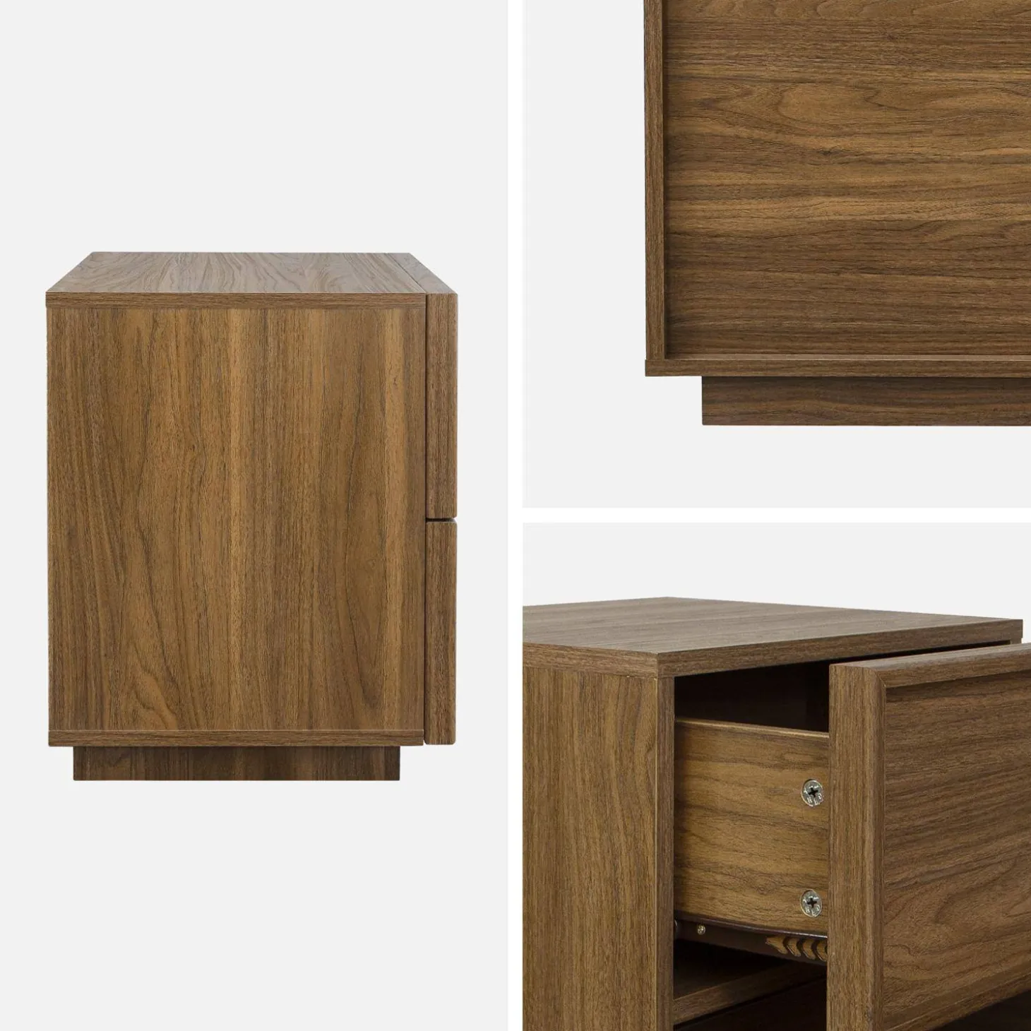Mesita efecto madera, 2 cajones