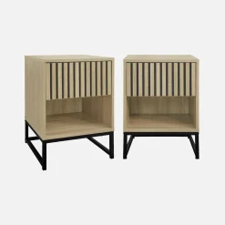 Mesitas de noche contemporáneas con 1 cajón, set de 2