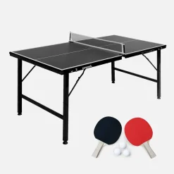 Mini mesa de ping pong interior plegable con 2 raquetas y 3 pelotas, 150cm
