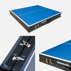 Mini mesa de ping pong interior plegable con 2 raquetas y 3 pelotas, 150cm