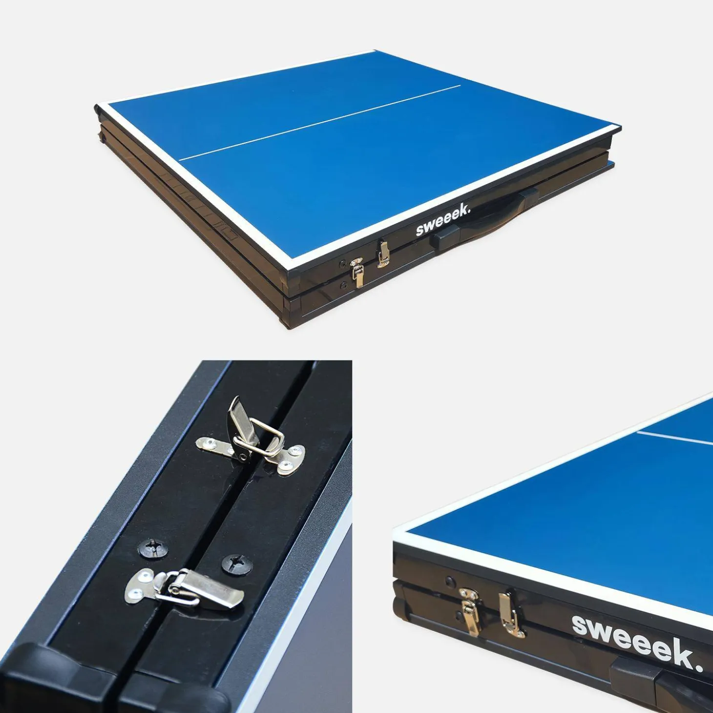 Mini mesa de ping pong interior plegable con 2 raquetas y 3 pelotas, 150cm