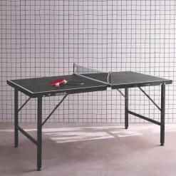 Mini mesa de ping pong interior plegable con 4 raquetas y 6 pelotas, 150cm