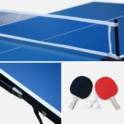 Mini mesa de ping pong interior plegable con 4 raquetas y 6 pelotas, 150cm