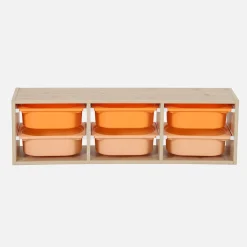 Mueble de almacenamiento infantil horizontal, 6 cajas coloridas