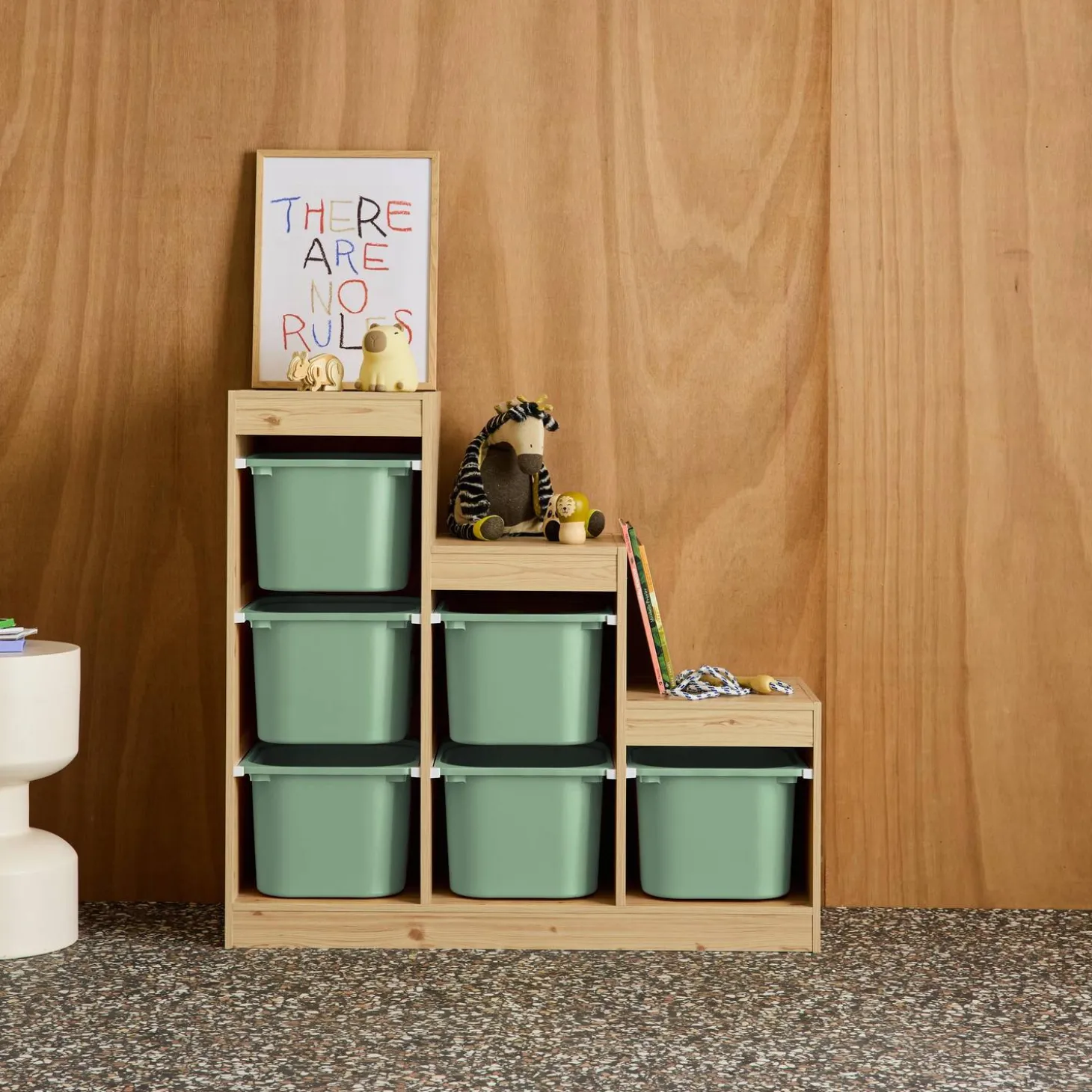 Mueble de almacenamiento infantil escalera, 6 cajones de almacenamiento