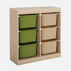 Mueble de almacenamiento infantil, 6 cajas coloridas