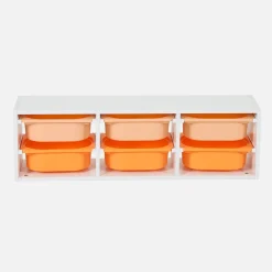 Mueble de almacenamiento infantil horizontal, 6 cajas coloridas