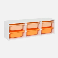 Mueble de almacenamiento infantil horizontal, 6 cajas coloridas