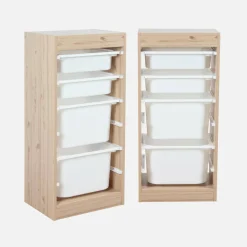 Mueble de almacenamiento infantil 4 cajas, set de 2