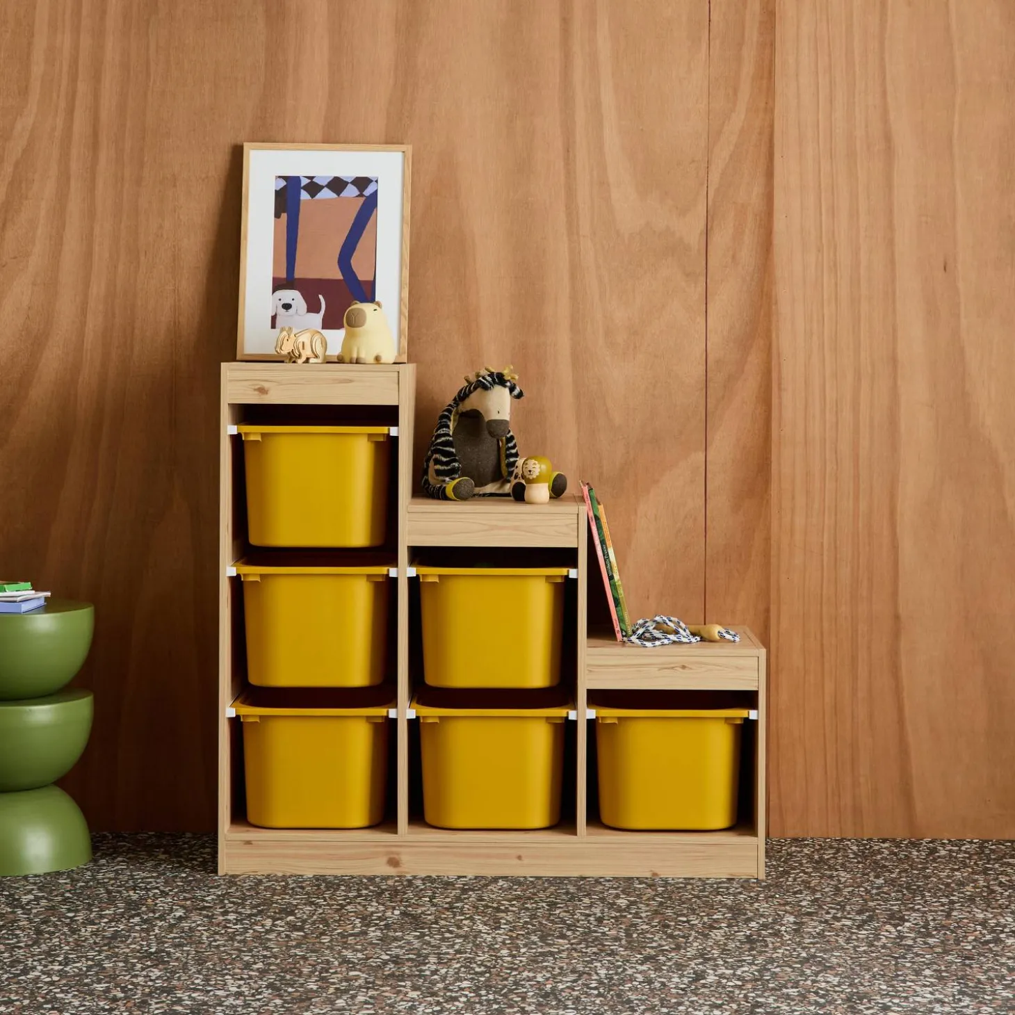 Mueble de almacenamiento infantil escalera, 6 cajones de almacenamiento