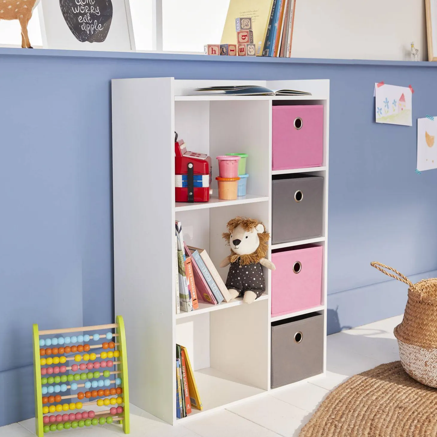 Mueble de almacenamiento para niños 4 cestas