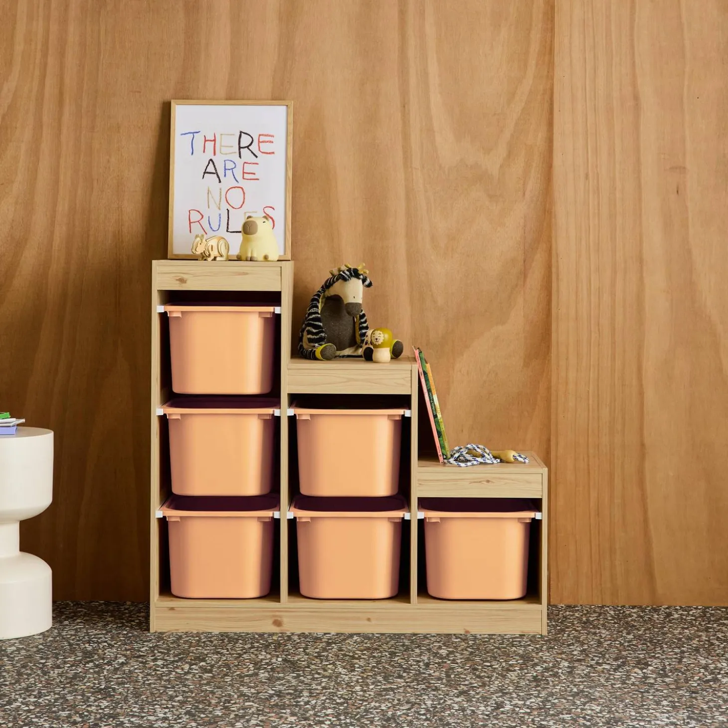 Mueble de almacenamiento infantil escalera, 6 cajones de almacenamiento