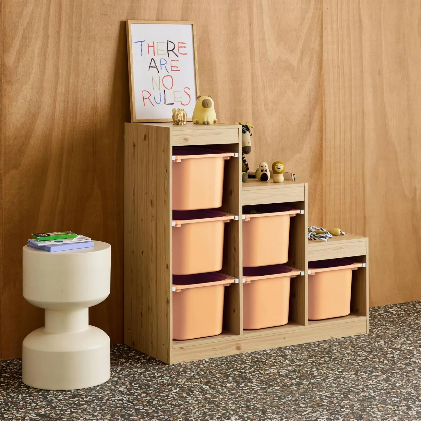Mueble de almacenamiento infantil escalera, 6 cajones de almacenamiento
