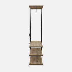 Mueble de entrada de metal y efecto madera, 3 niveles