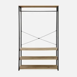 Mueble de entrada de metal y efecto madera, 3 niveles