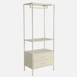 Mueble de entrada, perchero de metal con armario y 2 cajones