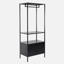 Mueble de entrada, perchero de metal con armario y 2 cajones