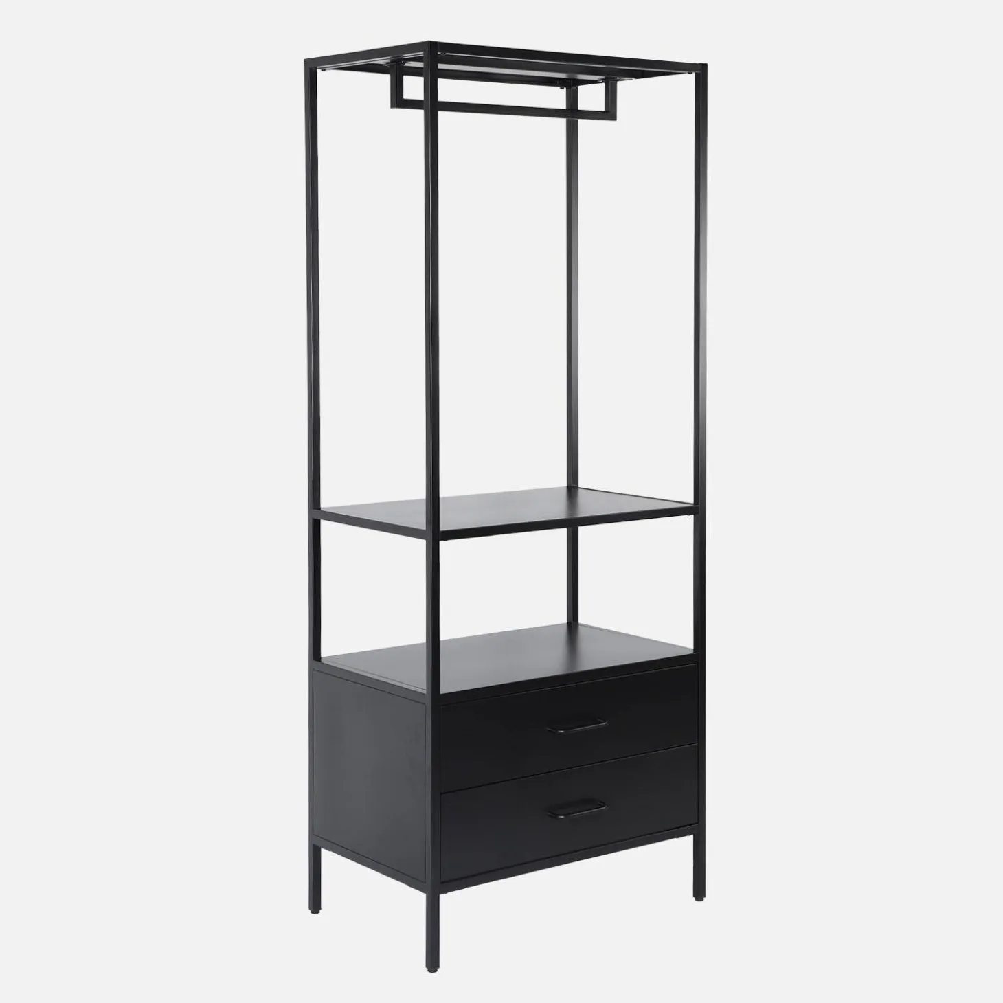 Mueble de entrada, perchero de metal con armario y 2 cajones