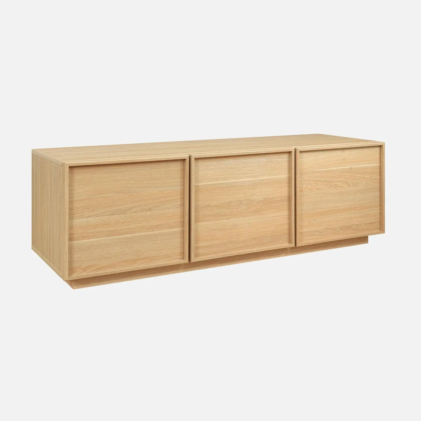 Mueble de TV con decoración de madera y 3 puertas, 140cm
