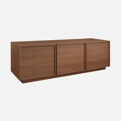 Mueble de TV con decoración de madera y 3 puertas, 140cm
