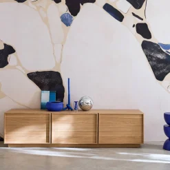 Mueble de TV de decoración de madera 3 puertas, 180cm