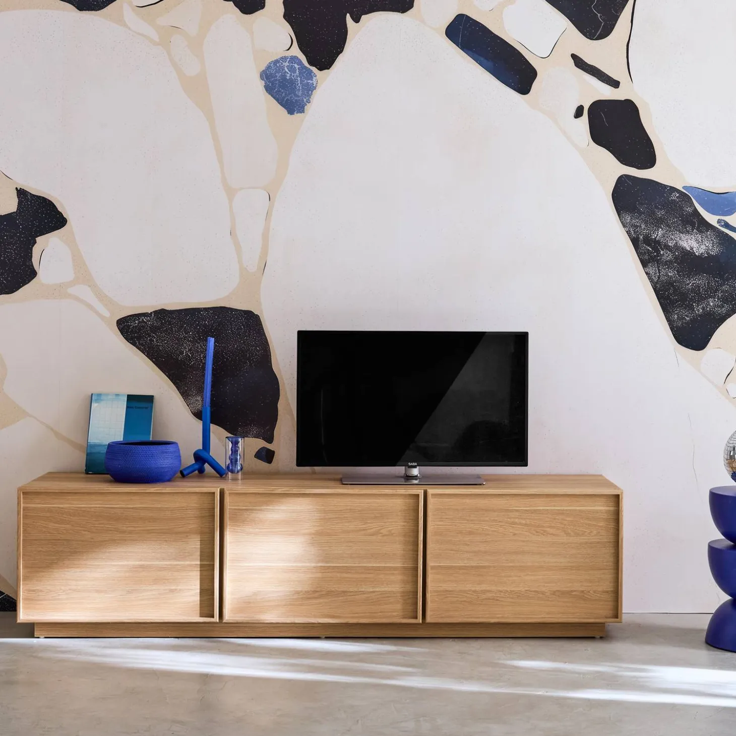 Mueble de TV de decoración de madera 3 puertas, 180cm