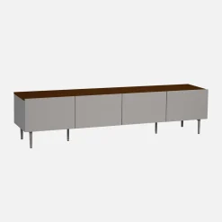 Mueble de TV de metal y decoración de madera con 4 puertas, 180 cm